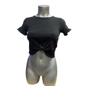 Hollister black short sleeve crop top t shirt xs